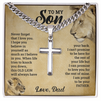 To My Son This Old Lion Cross Necklace Gift Set